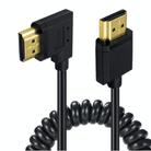 JUNSUNMAY 4K 60Hz HDMI Male to Male HDMI 2.0V Elbow Head Spring Cable, Length:1.2m(Left) - 1