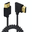 JUNSUNMAY 4K 60Hz HDMI Male to Male HDMI 2.0V Elbow Head Spring Cable, Length:1.2m(Right) - 1