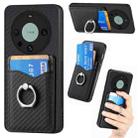 For Huawei Mate 60 Pro Carbon Fiber Card Wallet Ring Holder Phone Case(Black) - 1