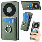 For Huawei Mate 60 Pro Carbon Fiber Card Wallet Ring Holder Phone Case(Green) - 1