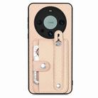 For Huawei Mate 60 Pro Wristband Kickstand Card Wallet Back Phone Case with Tool Knife(Yellow) - 1
