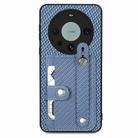For Huawei Mate 60 Pro Wristband Kickstand Card Wallet Back Phone Case with Tool Knife(Blue) - 1