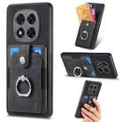 ForXiaomi Redmi Note 14 Pro+ 5G Retro Skin-feel Ring Card Wallet Phone Case(Black) - 1