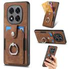 ForXiaomi Redmi Note 14 Pro+ 5G Retro Skin-feel Ring Card Wallet Phone Case(Brown) - 1