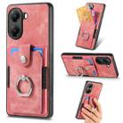 For Xiaomi Poco X7 Pro Retro Skin-feel Ring Card Wallet Phone Case(Pink) - 1