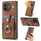 For Redmi K80 / Poco F7 Pro Retro Skin-feel Ring Card Wallet Phone Case(Brown) - 1