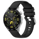 For Huawei Watch GT4 46mm 22mm Liquid Glossy Silver Buckle Silicone Watch Band(Black) - 1