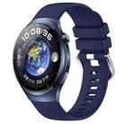 For Huawei Watch 4 Pro 22mm Liquid Glossy Silver Buckle Silicone Watch Band(Dark Blue) - 1