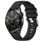 For Huawei Watch GT3 46mm 22mm Liquid Glossy Silver Buckle Silicone Watch Band(Black) - 1