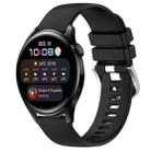 For Huawei Watch 3 22mm Liquid Glossy Silver Buckle Silicone Watch Band(Black) - 1