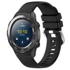 For Huawei Watch 2 20mm Liquid Glossy Silver Buckle Silicone Watch Band(Black) - 1