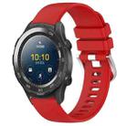 For Huawei Watch 2 20mm Liquid Glossy Silver Buckle Silicone Watch Band(Red) - 1