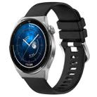 For Huawei Watch GT3 Pro 43mm 20mm Liquid Glossy Silver Buckle Silicone Watch Band(Black) - 1