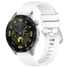 For Huawei Watch GT4 41mm 18mm Liquid Glossy Silver Buckle Silicone Watch Band(White) - 1