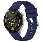 For Huawei Watch GT4 41mm 18mm Liquid Glossy Silver Buckle Silicone Watch Band(Dark Blue) - 1