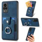 For vivo V21 5G Retro Skin-feel Ring Card Wallet Phone Case(Blue) - 1