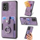 For vivo Y01 Retro Skin-feel Ring Card Wallet Phone Case(Purple) - 1