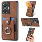 For vivo Y55 Retro Skin-feel Ring Card Wallet Phone Case(Brown) - 1