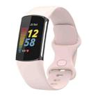 For Fitbit Charge 6 Solid Color Butterfly Buckle Silicone Watch Band, Size:L Size(Light Pink) - 1