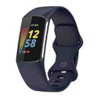 For Fitbit Charge 6 Solid Color Butterfly Buckle Silicone Watch Band, Size:L Size(Dark Blue) - 1