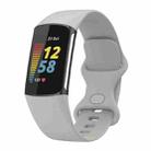 For Fitbit Charge 6 Solid Color Butterfly Buckle Silicone Watch Band, Size:L Size(Gray) - 1