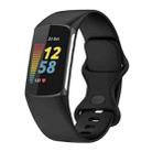 For Fitbit Charge 6 Solid Color Butterfly Buckle Silicone Watch Band, Size:S Size(Black) - 1