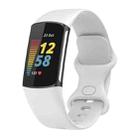 For Fitbit Charge 6 Solid Color Butterfly Buckle Silicone Watch Band, Size:S Size(White) - 1