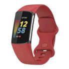 For Fitbit Charge 6 Solid Color Butterfly Buckle Silicone Watch Band, Size:S Size(Red) - 1