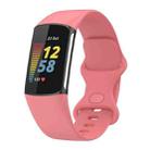 For Fitbit Charge 6 Solid Color Butterfly Buckle Silicone Watch Band, Size:S Size(Pink) - 1