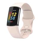 For Fitbit Charge 6 Solid Color Butterfly Buckle Silicone Watch Band, Size:S Size(Light Pink) - 1