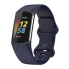 For Fitbit Charge 6 Solid Color Butterfly Buckle Silicone Watch Band, Size:S Size(Dark Blue) - 1