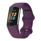 For Fitbit Charge 6 Solid Color Butterfly Buckle Silicone Watch Band, Size:S Size(Dark Purple) - 1