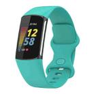 For Fitbit Charge 6 Solid Color Butterfly Buckle Silicone Watch Band, Size:S Size(Teal Green) - 1