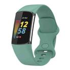 For Fitbit Charge 6 Solid Color Butterfly Buckle Silicone Watch Band, Size:S Size(Pine Green) - 1