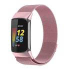 For Fitbit Charge 6 Milan Magnetic Metal Steel Mesh Watch Band(Pink) - 1