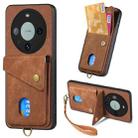 For Huawei Mate 60 Pro Retro Card Wallet Fold Leather Phone Case with Strap(Brown) - 1