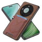 For Huawei Mate 60 Pro Denim Texture Leather Skin Phone Case with Card Slot(Brown) - 1