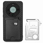 For Huawei Mate 60 Pro Card Wallet Kickstand Back Phone Case with Tool Knife(Black) - 3