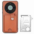 For Huawei Mate 60 Pro Card Wallet Kickstand Back Phone Case with Tool Knife(Brown) - 3