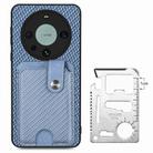 For Huawei Mate 60 Pro Card Wallet Kickstand Back Phone Case with Tool Knife(Blue) - 3