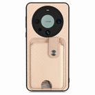 For Huawei Mate 60 Pro Card Wallet Kickstand Back Phone Case with Tool Knife(Khaki) - 2