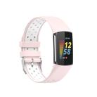 For Fitbit Charge 6 Dual Color Breathable Silicone Watch Band(Pink+White) - 1