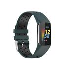 For Fitbit Charge 6 Dual Color Breathable Silicone Watch Band(Green+Black) - 1