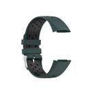 For Fitbit Charge 6 Dual Color Breathable Silicone Watch Band(Green+Black) - 3