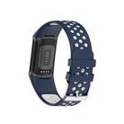 For Fitbit Charge 6 Dual Color Breathable Silicone Watch Band(Blue+White) - 2