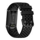 For Fitbit Charge 6 Solid Color Breathable Sports Silicone Watch Band(Black) - 2