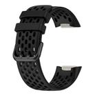 For Fitbit Charge 6 Solid Color Breathable Sports Silicone Watch Band(Black) - 3
