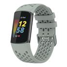 For Fitbit Charge 6 Solid Color Breathable Sports Silicone Watch Band(Gray) - 1
