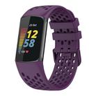 For Fitbit Charge 6 Solid Color Breathable Sports Silicone Watch Band(Dark Purple) - 1