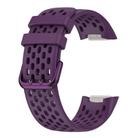 For Fitbit Charge 6 Solid Color Breathable Sports Silicone Watch Band(Dark Purple) - 3